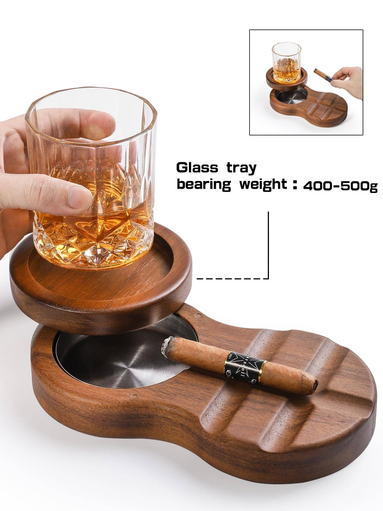 Wooden Ashtray With Lid