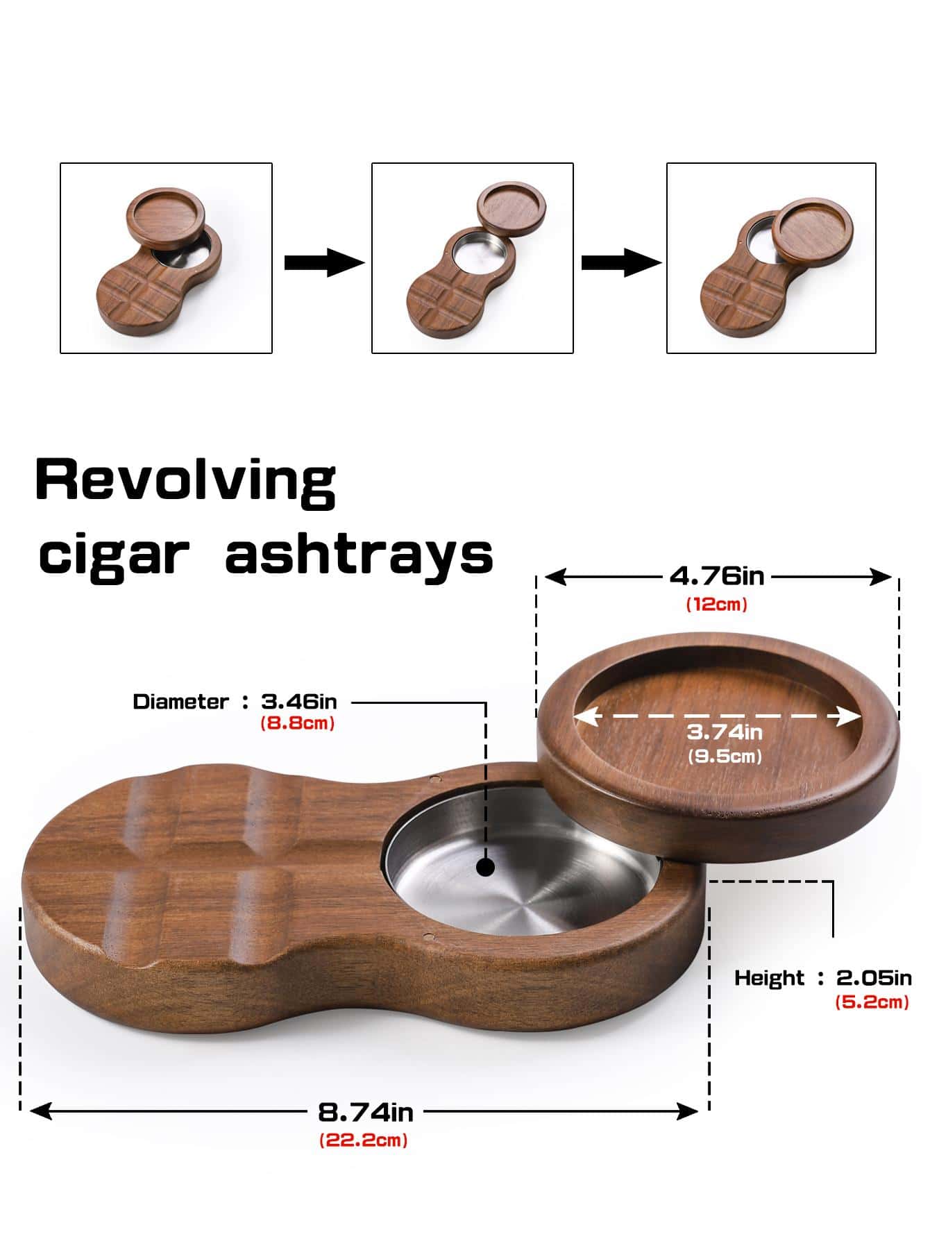 Wooden Ashtray With Lid