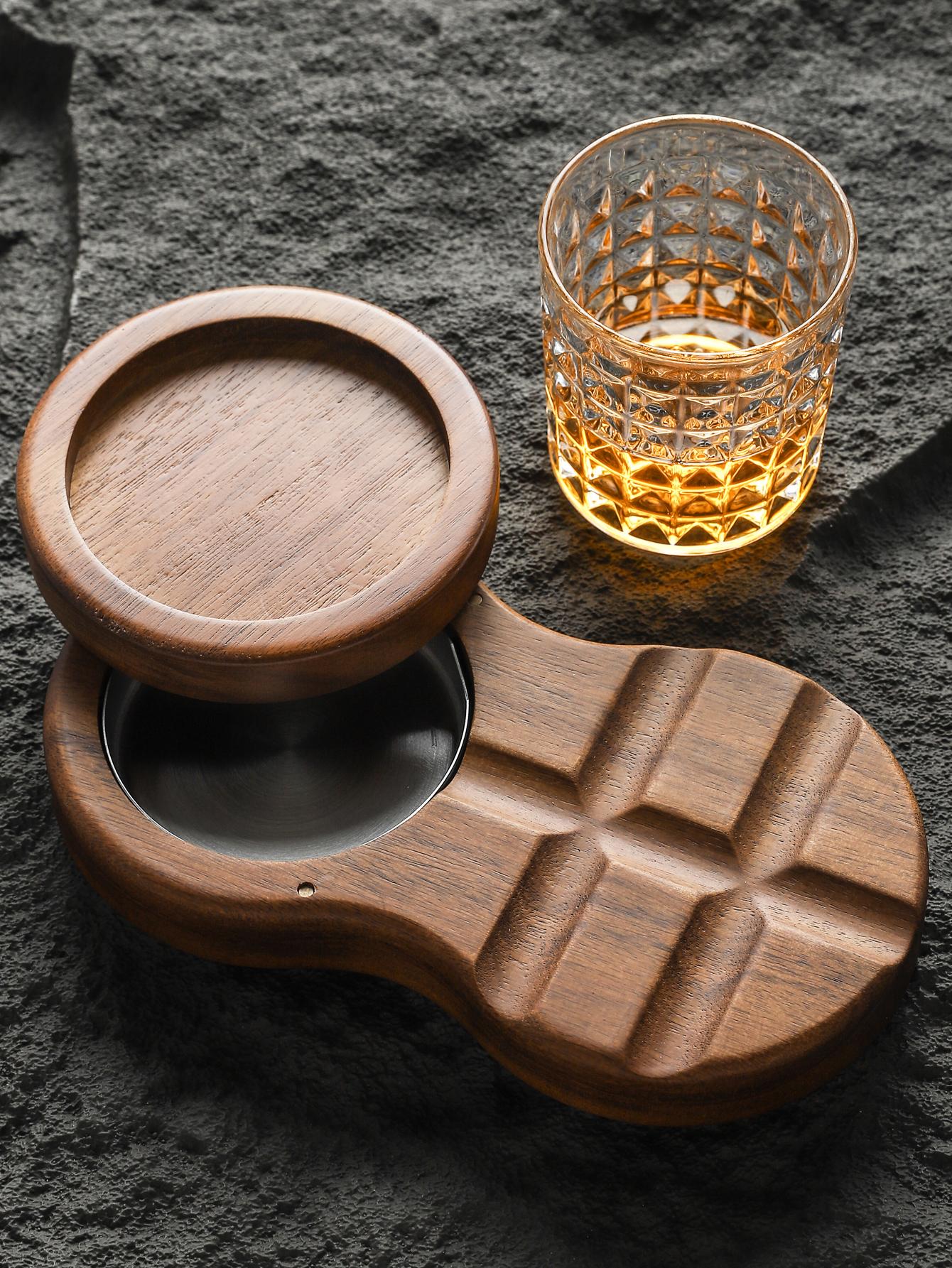 Wooden Ashtray With Lid