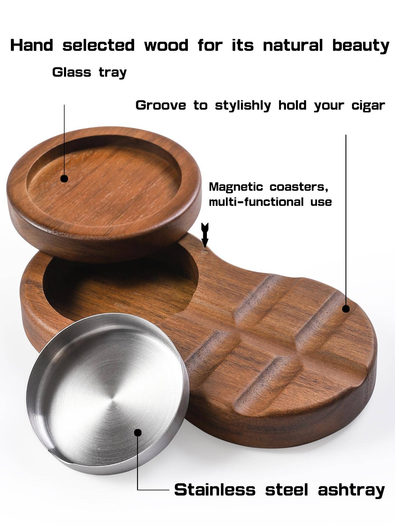 Wooden Ashtray With Lid