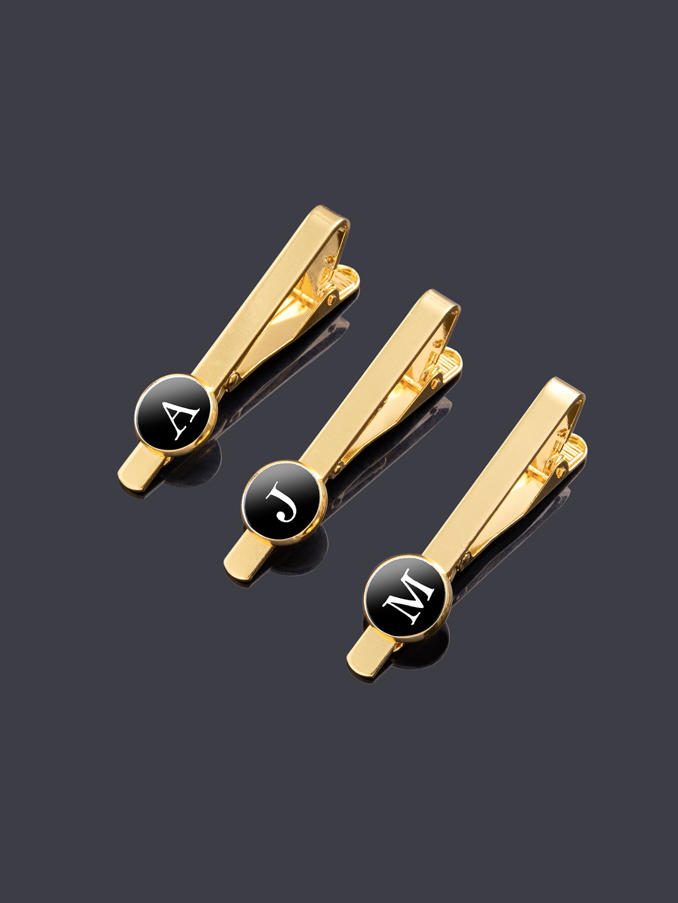 Circular Gemstone Letter Tie Clip