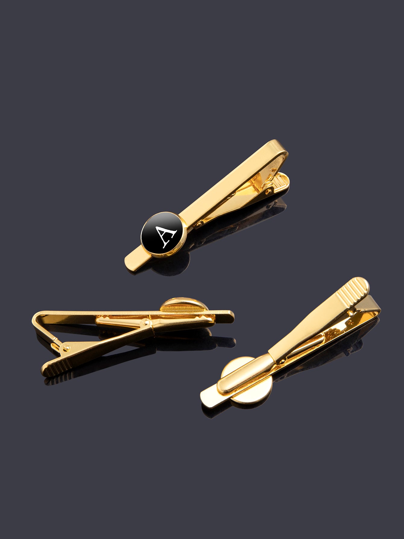 Circular Gemstone Letter Tie Clip