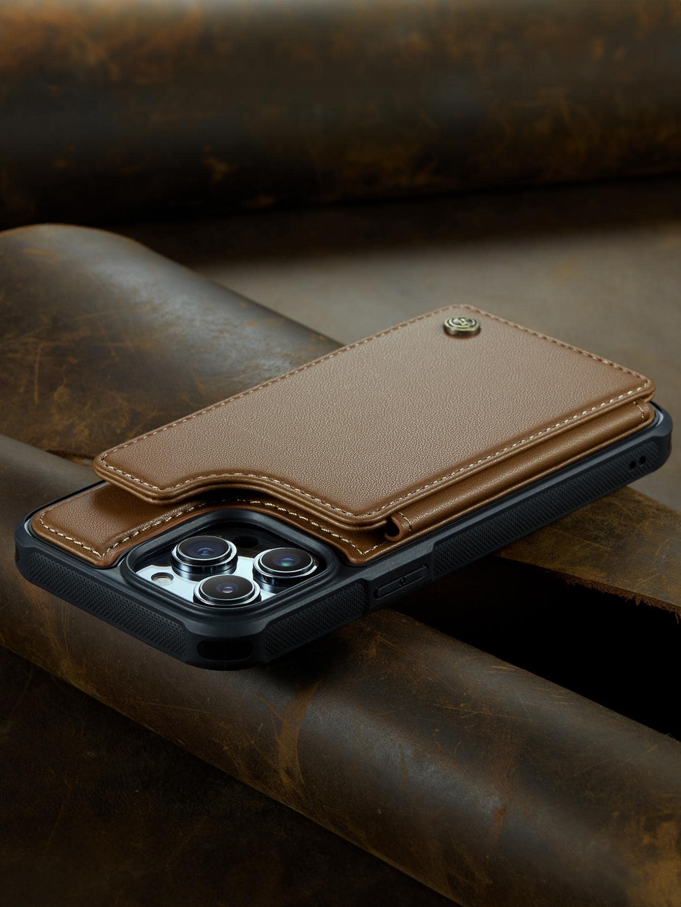 PU Leather Flip Phone Case With Rfid Blocking Card Slot Compatible With iPhone