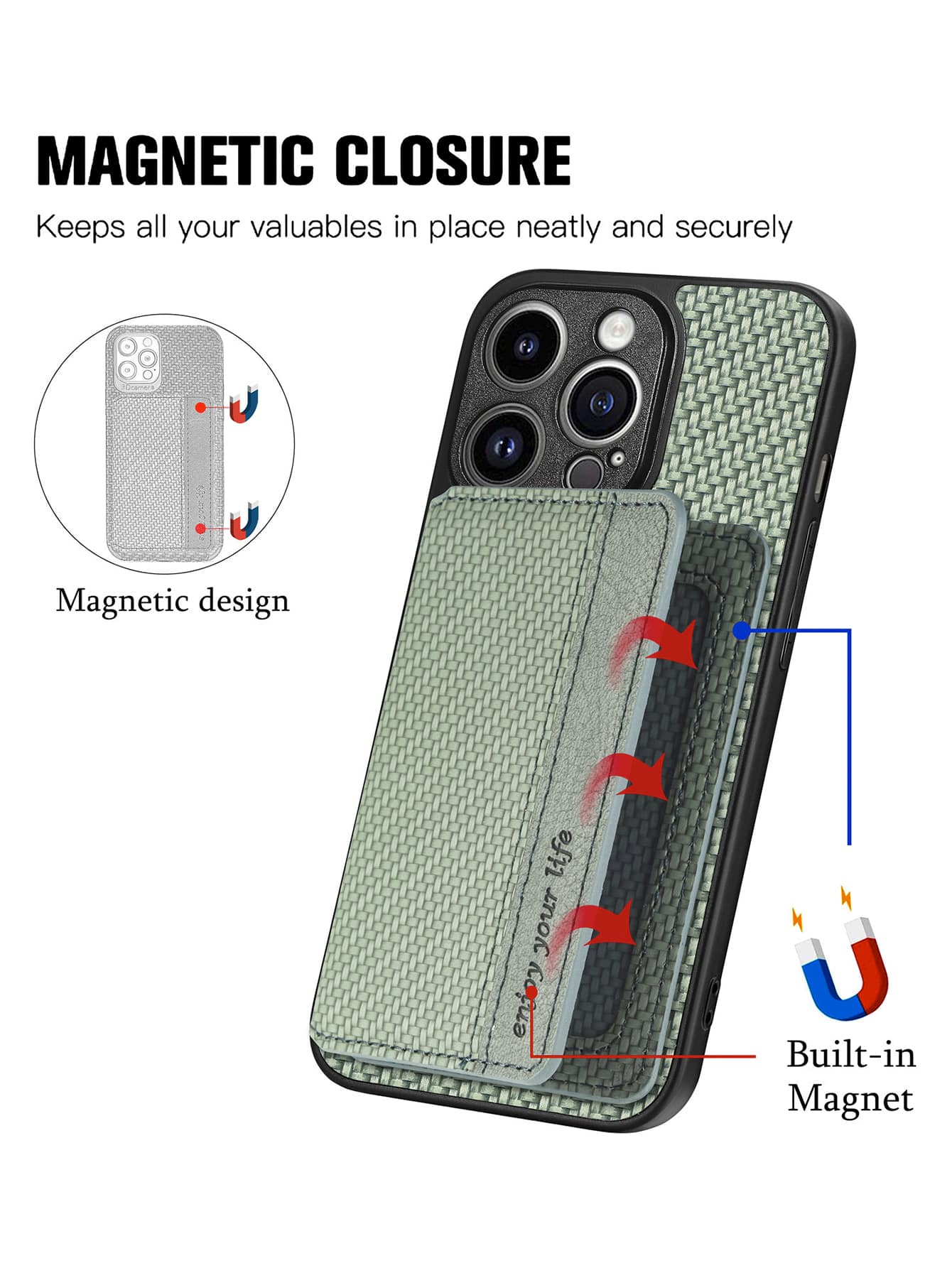 Solid Phone Case With Card Holder