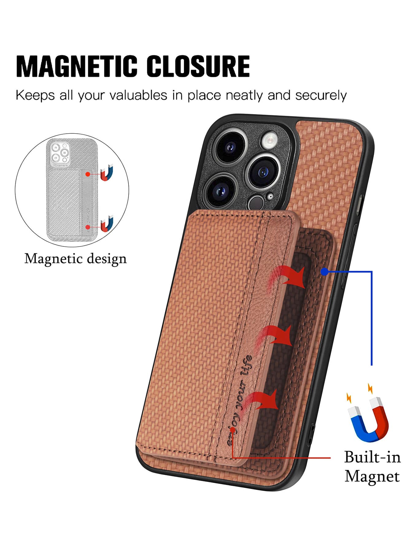 Solid Phone Case With Card Holder