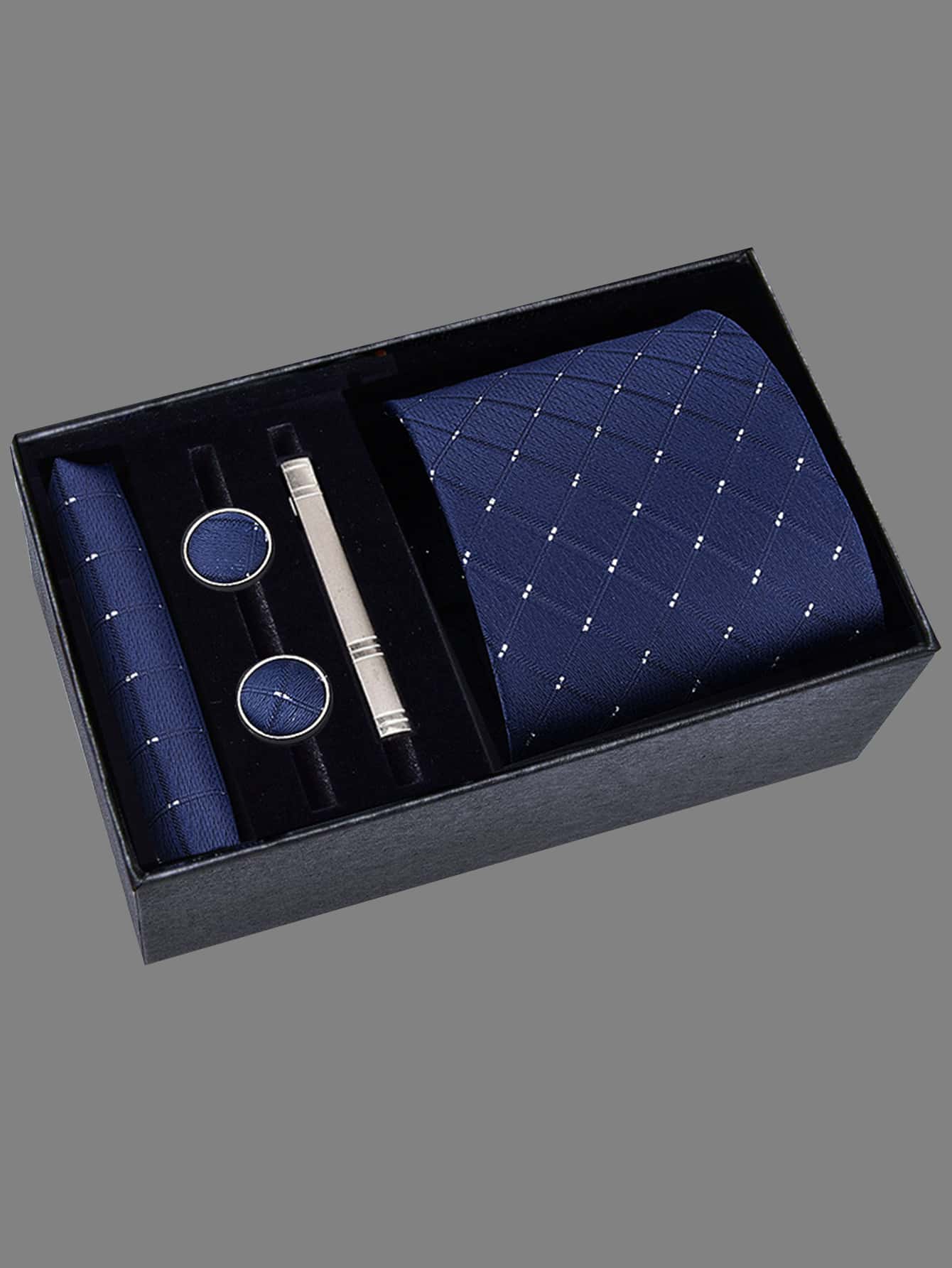 Men's 5pcs Tie Set, 8cm Wide Necktie With Tie Clip, Cufflinks And Pocket Square