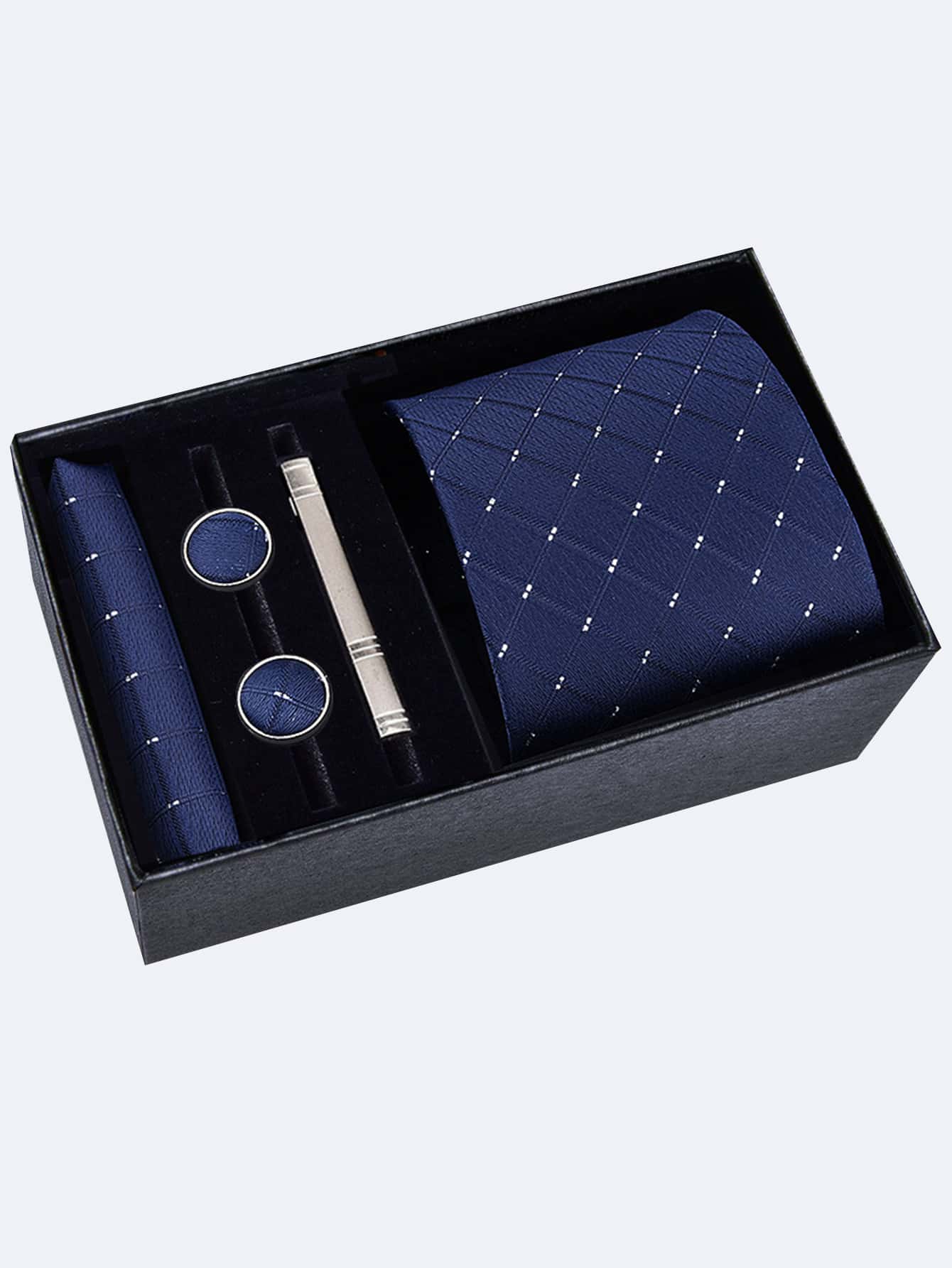 Men's 5pcs Tie Set, 8cm Wide Necktie With Tie Clip, Cufflinks And Pocket Square