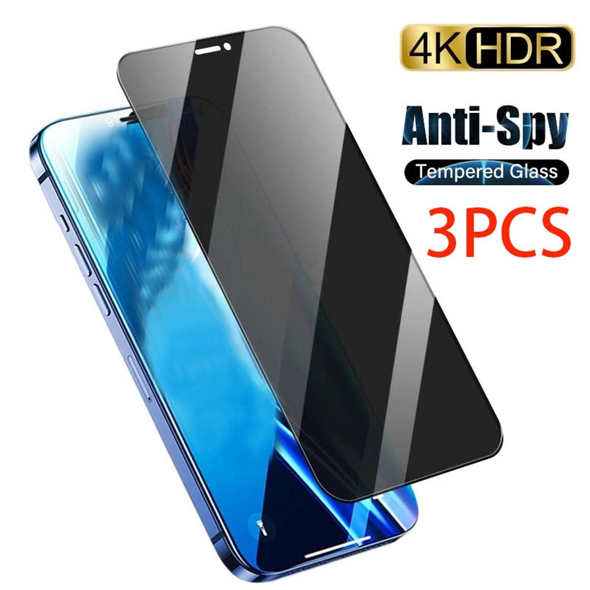 3pcs set Anti peep Full Cover Tempered Glass Screen Protector