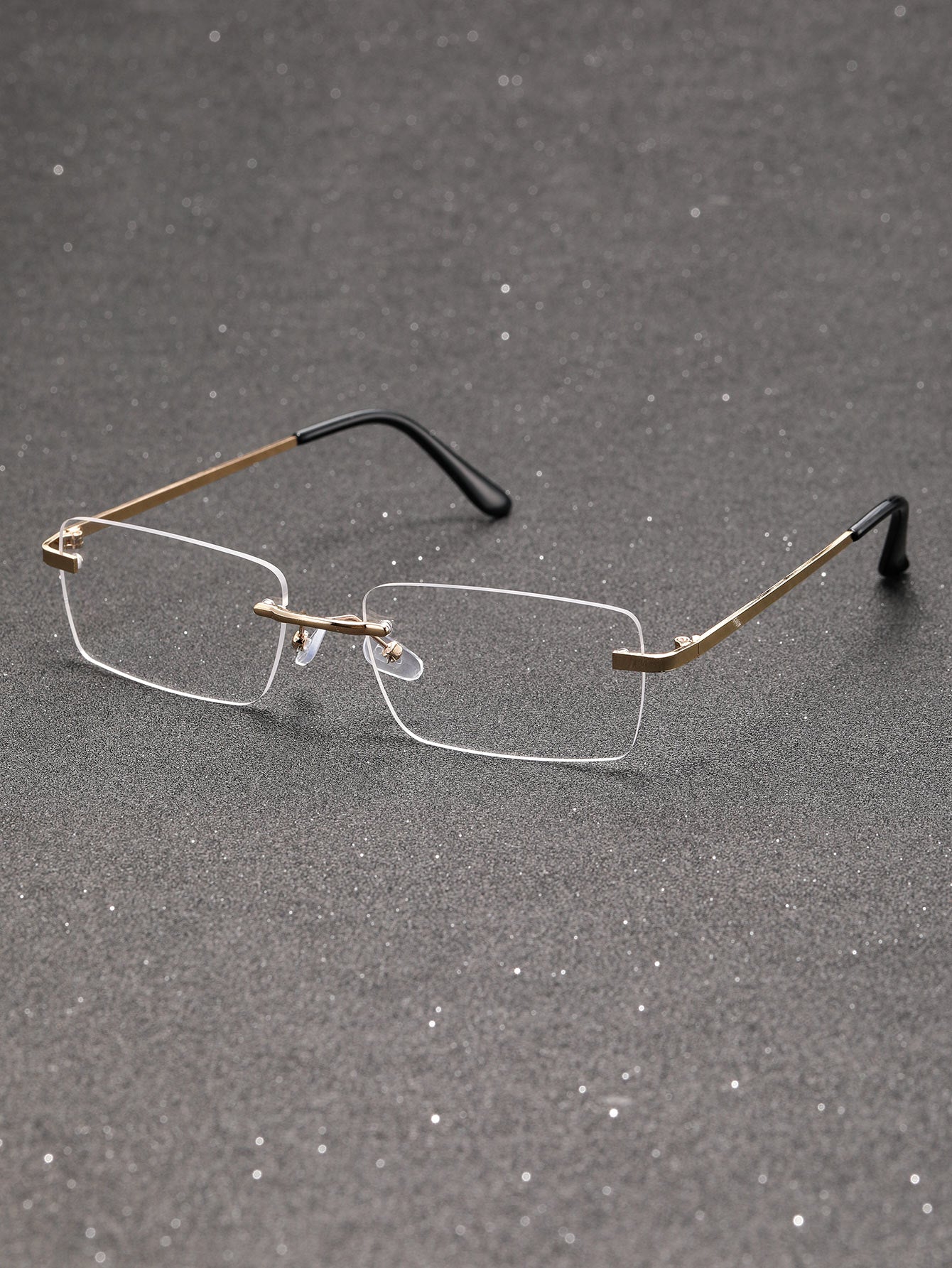 Men Trendy Square Rimless Fashion Glasses Blue Glasses