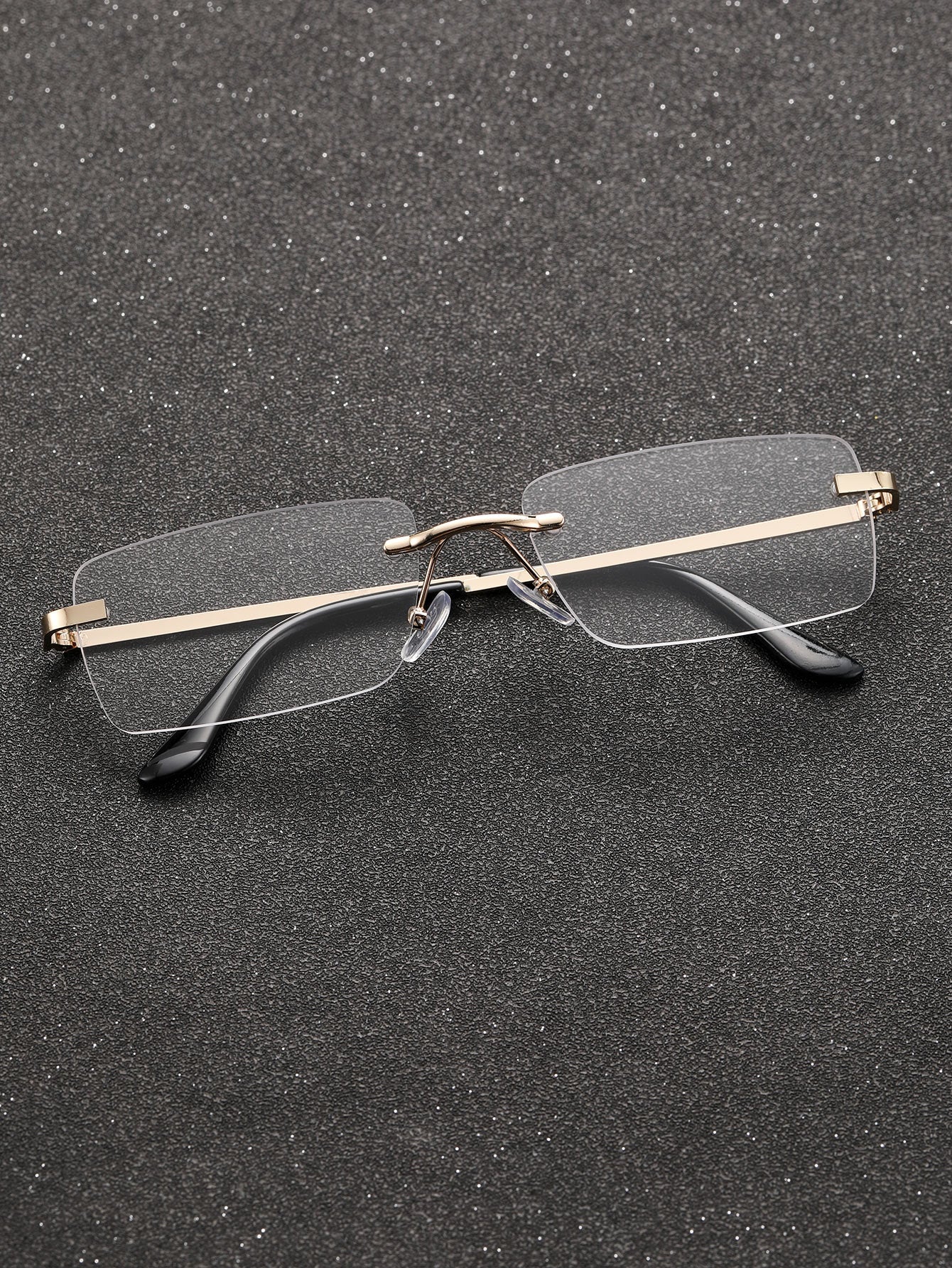 Men Trendy Square Rimless Fashion Glasses Blue Glasses