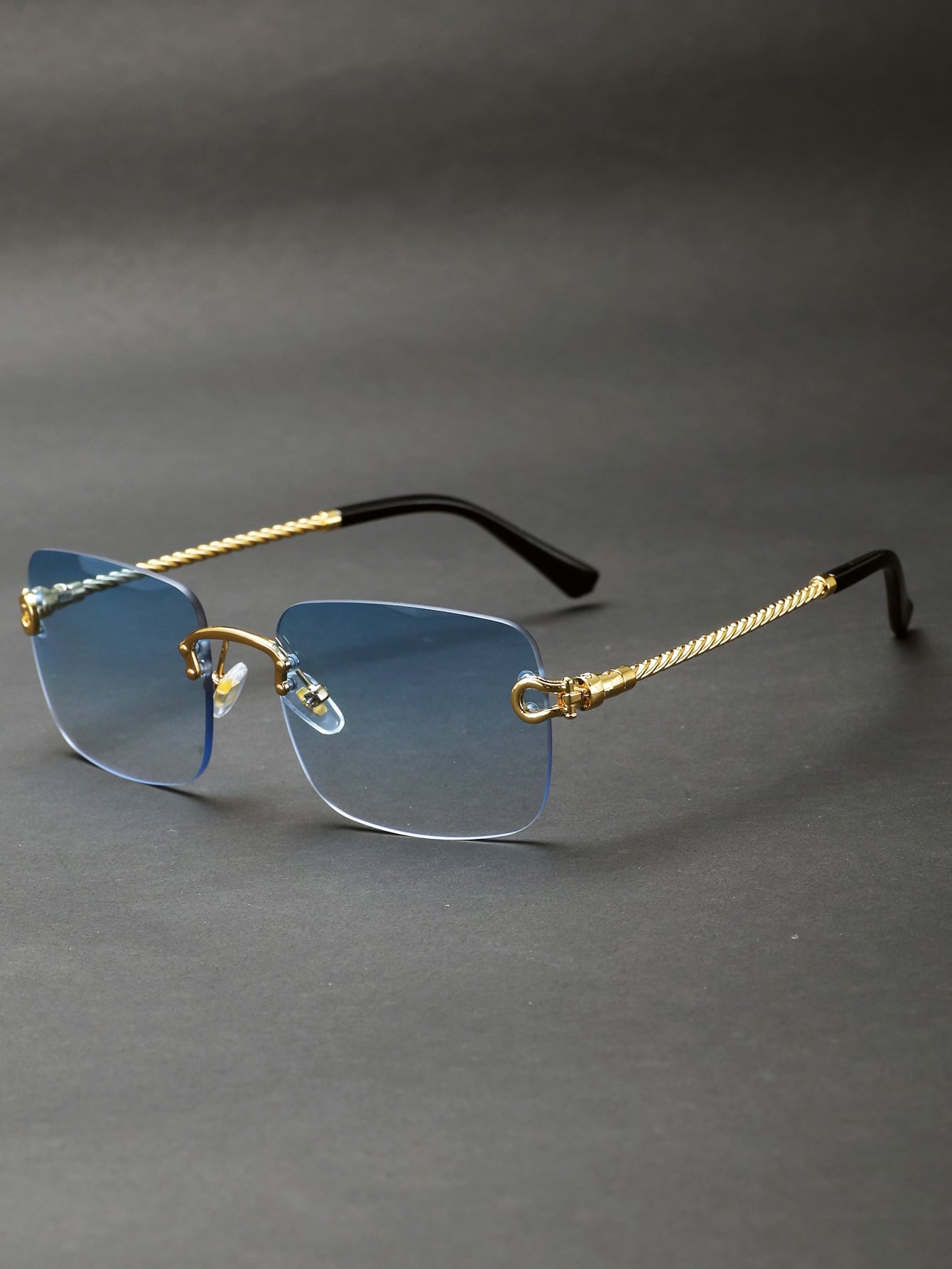 Trendy Square Cut-edge Metal Frame Unisex Sunglasses, Gold