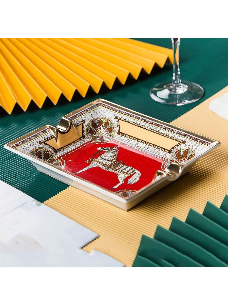 Premium American Style Ceramic Ashtray, painted With 24k Gold