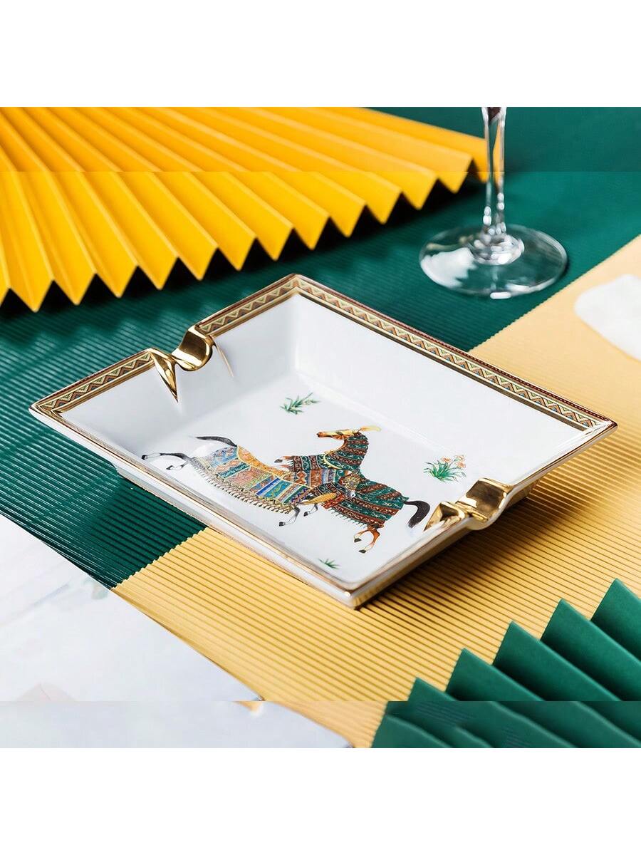 Premium American Style Ceramic Ashtray, painted With 24k Gold