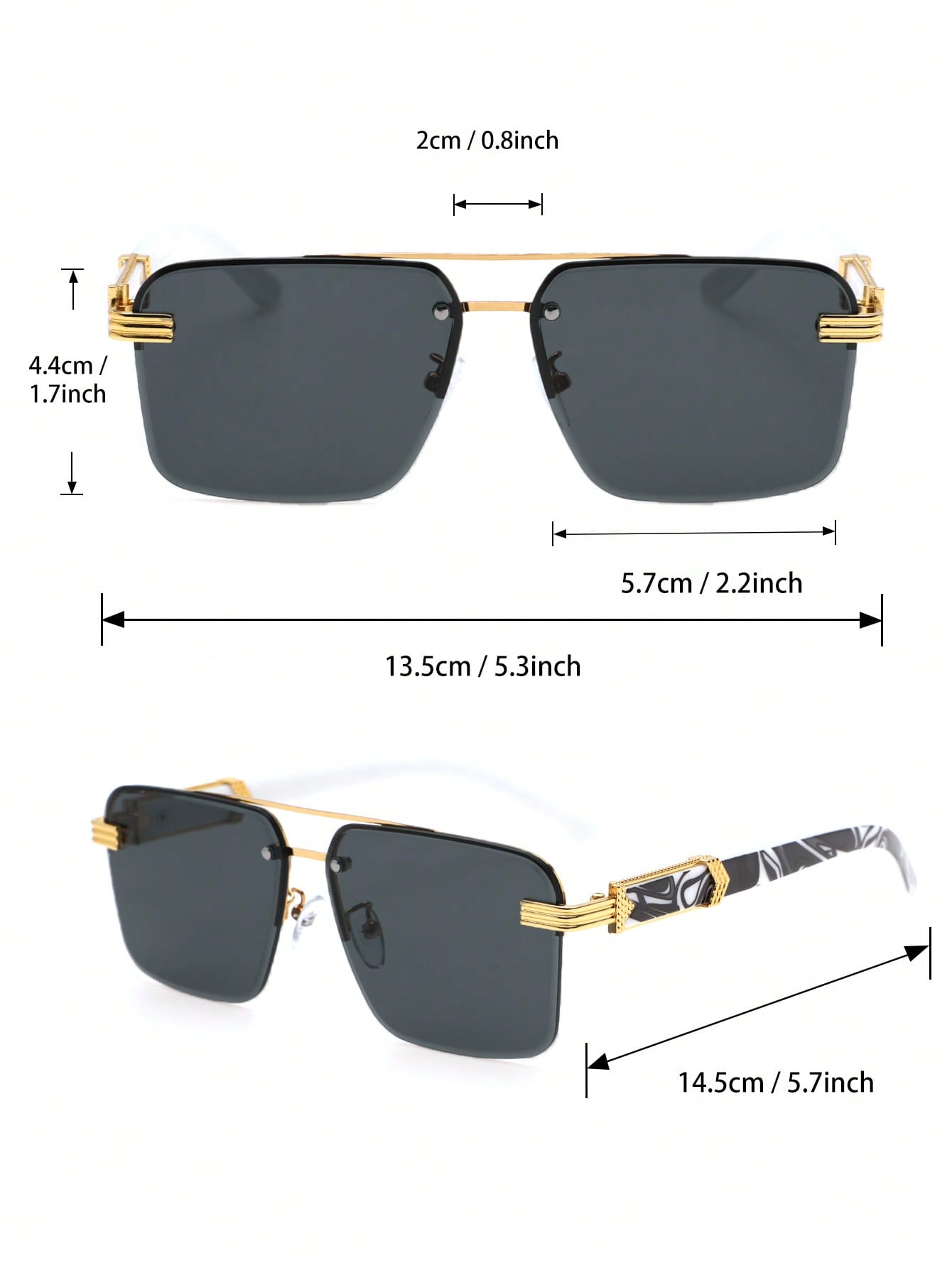 Metal Geometric Fashion Black  Sunglasses